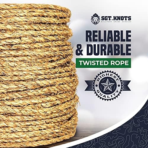 Twisted Manila Rope, Natural 3-Strand Fiber Rope for Landscaping, Decor, Railings, DIY Projects & Utility Use, Rustic for Indoor & Outdoor Applications - 1 in x 25 ft