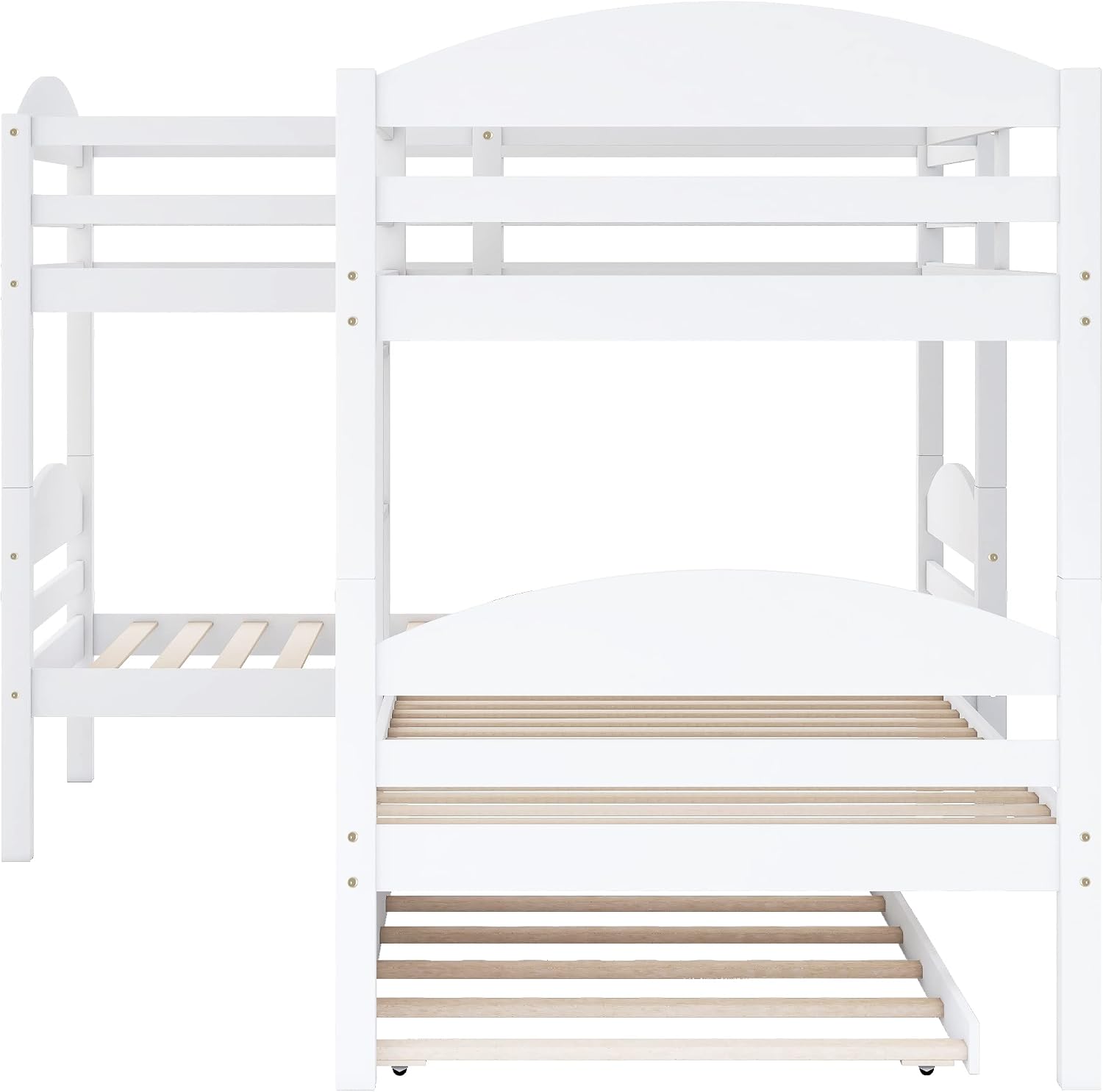 Harper & Bright Designs Twin L-Shaped Bunk Bed with Trundle, Can be Divided into Two L-Shaped Beds, No Spring Box Needed (Grey)