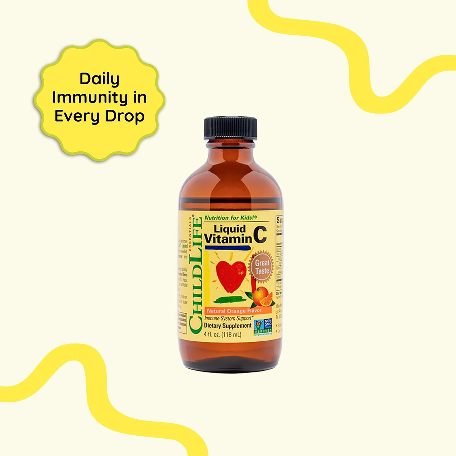 CHILDLIFE ESSENTIALS Liquid Vitamin C Low Sugar Kids, 4 Fl Oz (Pack of 3) | Pure Vitamin C Liquid Supplement, Toddlers, Babies, Immune System Support