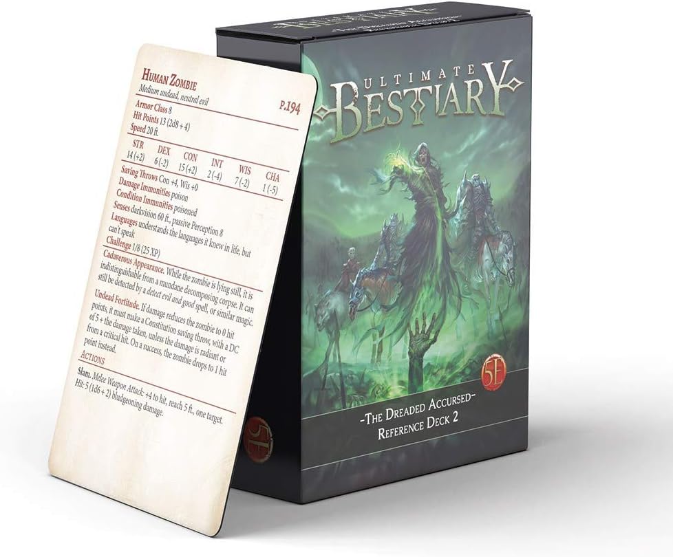 Dungeons and Dragons 5th Edition Deck of Cards – The Dreaded Accursed: Reference Deck 2 by Nord Games – 100 Cards - Games for Adults and Kids