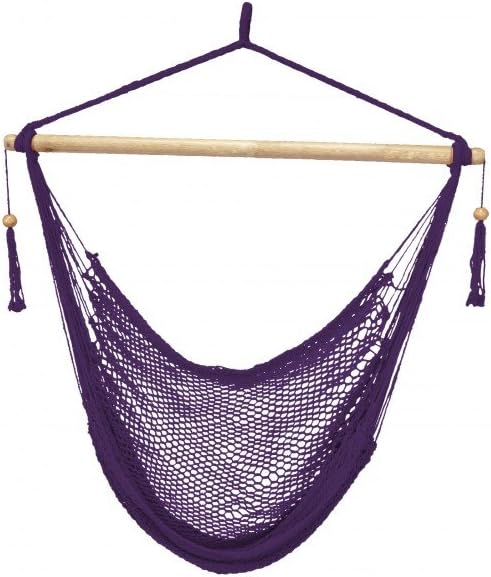 Bliss Hammocks BHC-412NT Island Rope Hammock Chair, Eco Friendly & Hand Woven, Varnish Coated 40 Inch Wood Spreader, Easy to Hang w/Included Hanging Kit, Supports up to 265 pounds, Natural Rope