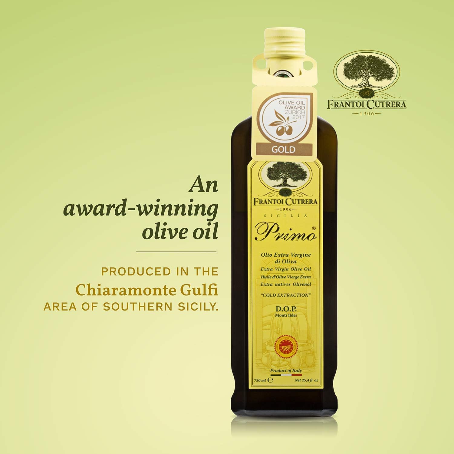 Frantoi Cutrera Primo Cold Extracted Italian Extra Virgin Olive Oil Cold Pressed, Polyphenol Rich Olive Oil