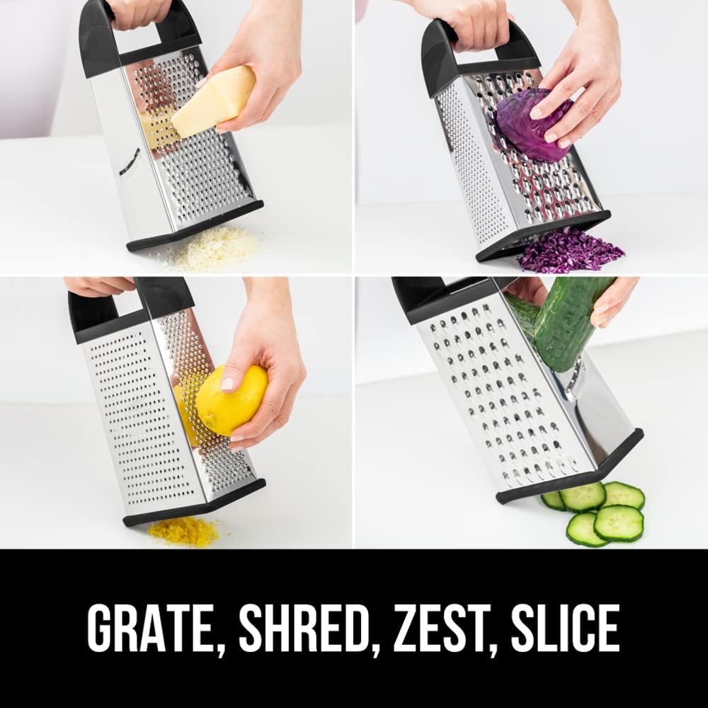 GORILLA GRIP® XL 4-Sided Stainless Steel BPA-Free Cheese Grater, Black