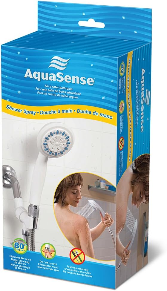 AquaSense 3-Setting Handheld Shower Head with Hose, Gray | 3-Setting Handheld Shower Head with Hose Offers Flexible
