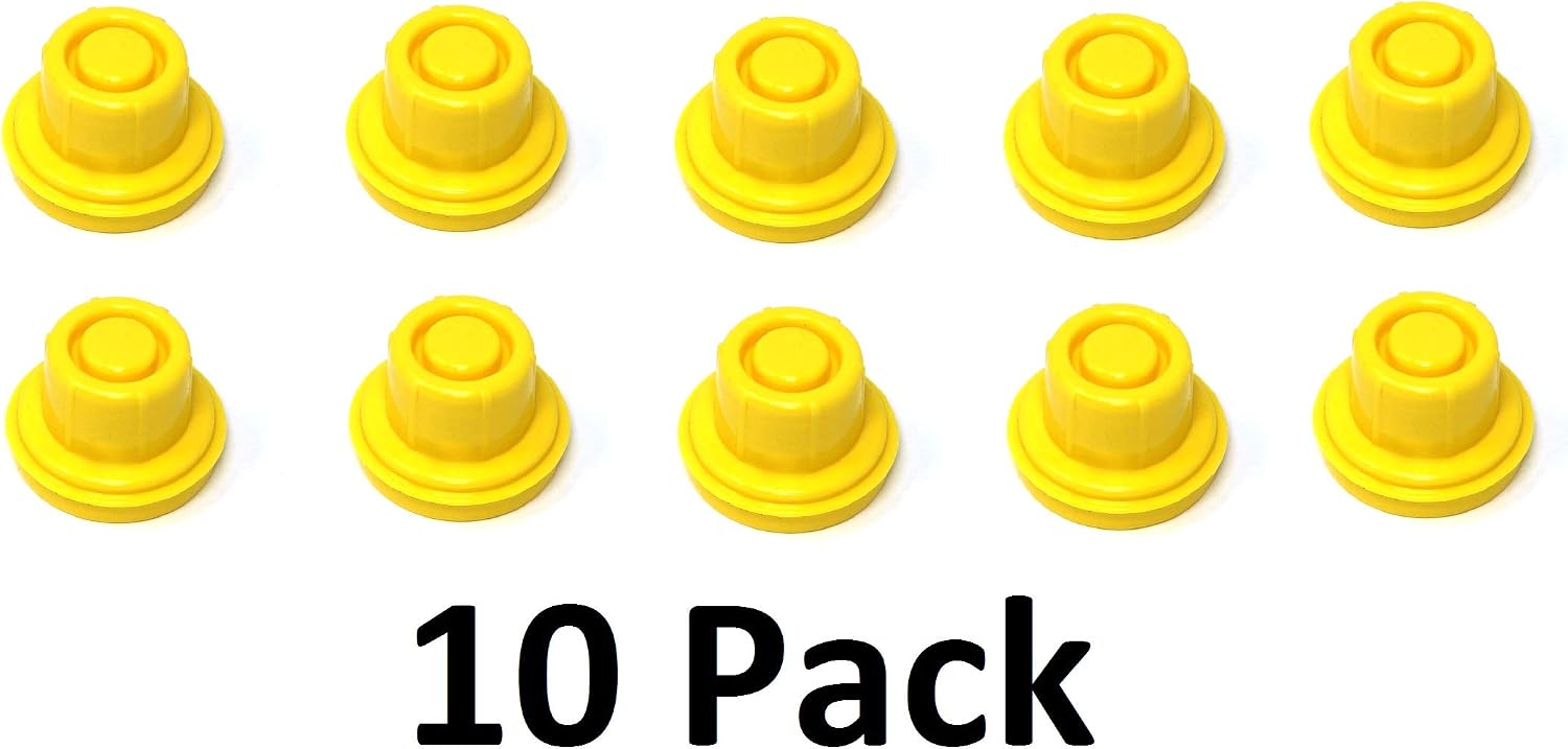 10 Pack Replacement YELLOW SPOUT CAPS Top Hat Style fits # 900302 900092 BLITZ Gas Can Spout Cap fits self venting gas can Aftermarket (SPOUTS NOT