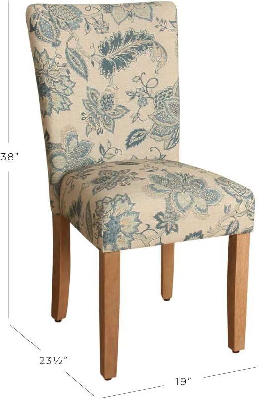 Homepop Home Decor | Classic Upholstered Parsons Dining Chairs | Set of 2 Accent Dining Chairs with Nailhead Trim, Natural Linen