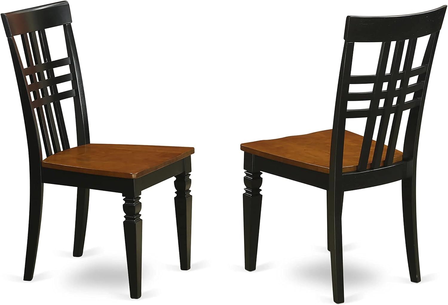 East West Furniture LGC-BCH-W Logan Dining Room Chairs - Stylish Back Solid Wood Seat Chairs, Set of 2, Black & Cherry