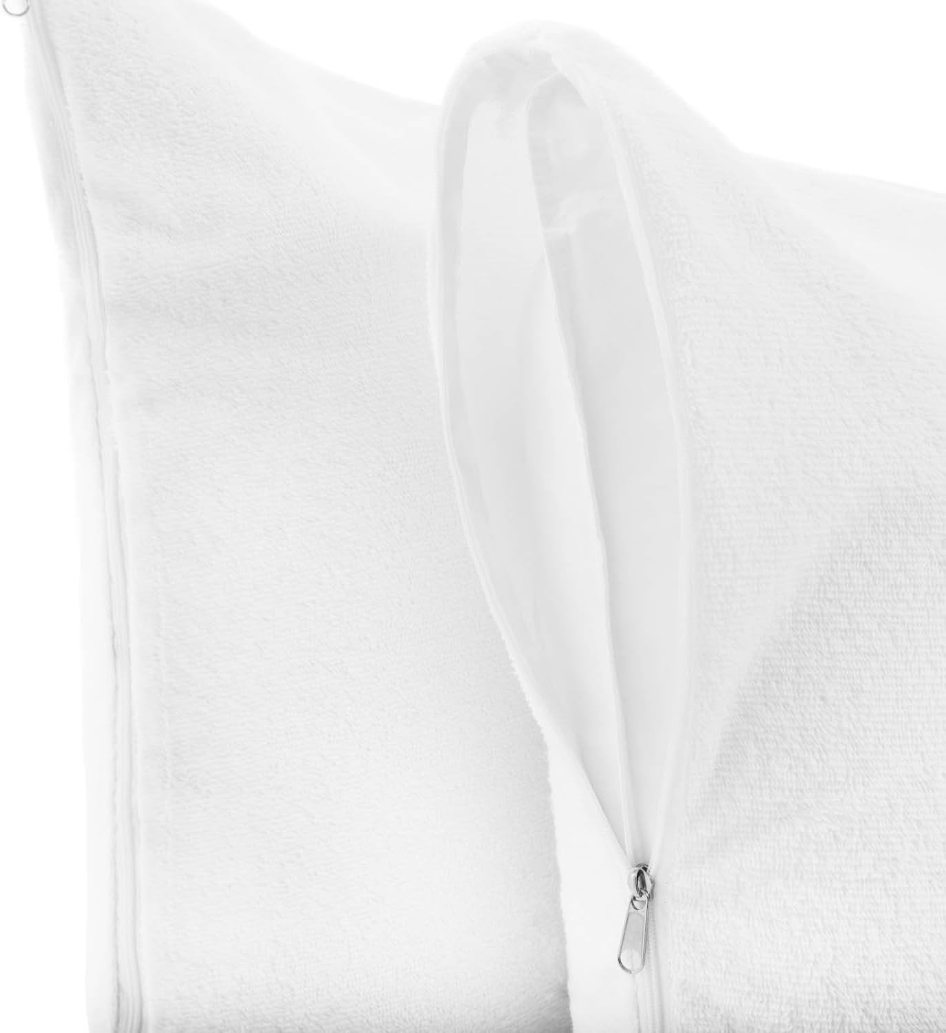 LUCID Premium Waterproof Mattress Protector, Queen Size – Fitted Sheet Style, Machine Washable – Cotton Terry Top Cover – Dorm Room Essential – White