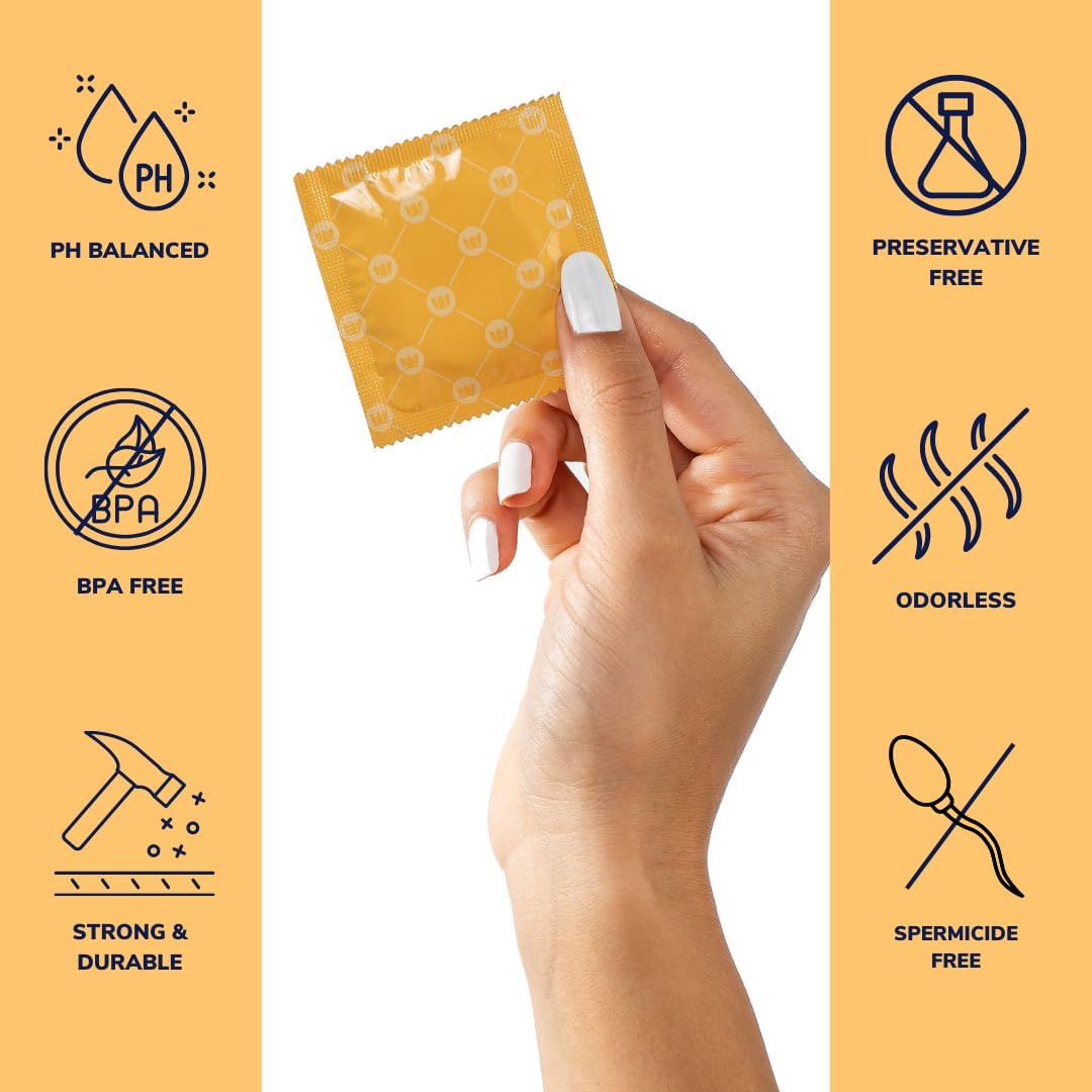 Royal Tailored Fit Ultra Thin Vegan Condoms - Premium Lubricated Condom Pack - Unflavored Lubricant, Organic Latex Rubber - Odorless, Slim