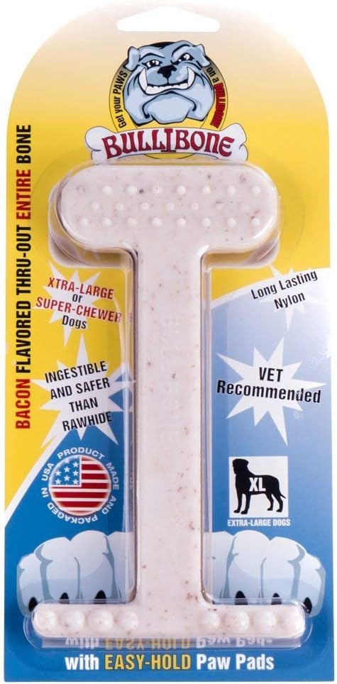 Bullibone Nylon Dog Chew Toy for Aggressive Chewers - Dental Hygiene Bone with Beef Flavor, Durable Tough Chew Toys for Small Dogs, Indestructible Dog Bone - 3 Pack