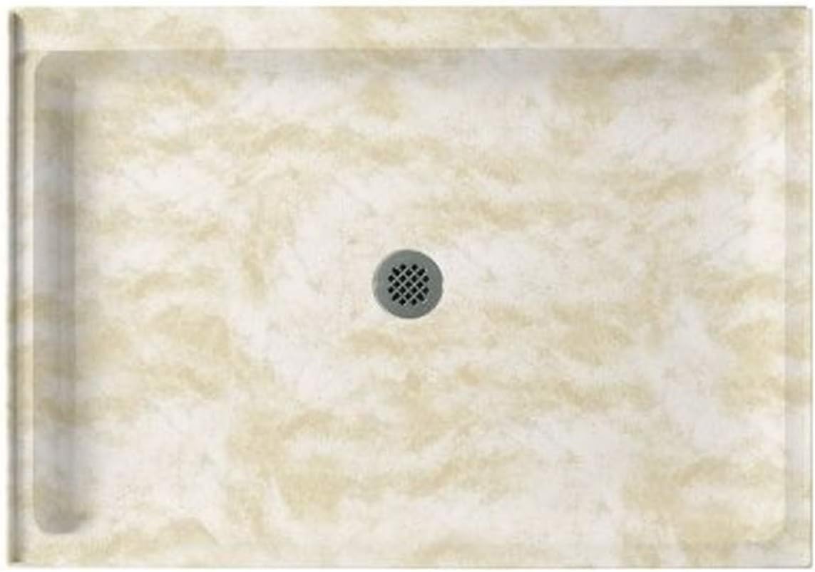 Swan SF03454MD.011 54-in L x 34-in W x 5.5-in H Solid Surface Shower Base, Tahiti White