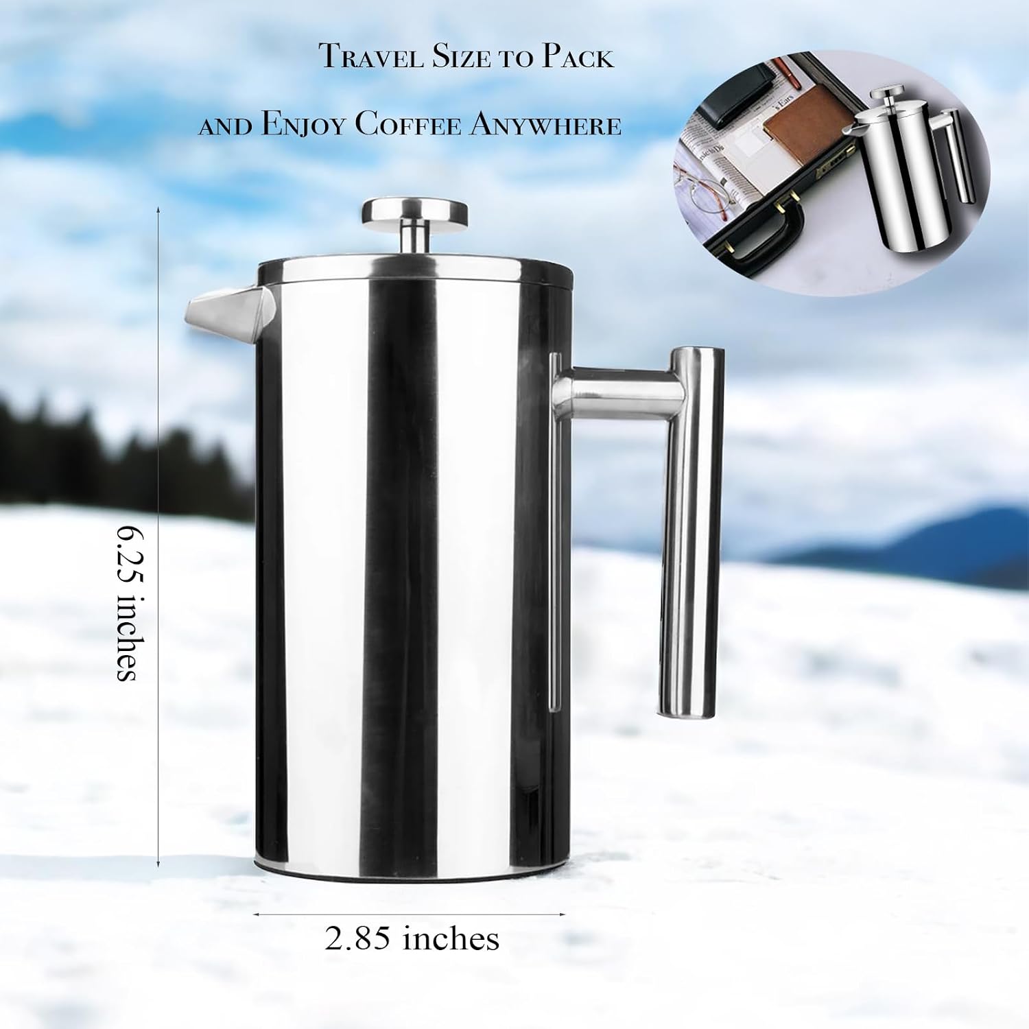 8-Cup Double Wall Insulated Stainless Steel French Coffee Press, 32-Ounce Durable Coffee Tea Maker with Stainless Steel Plunger, Copper