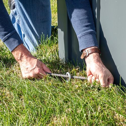 ShelterLogic ShelterAuger 4-Piece 30-Inch Reusable Heavy Duty Steel Earth Auger Anchor Kit with 4 Clamp-on Wire Tie-Downs for Anchoring Shelters, Canopies, and Instant Garages, Silver