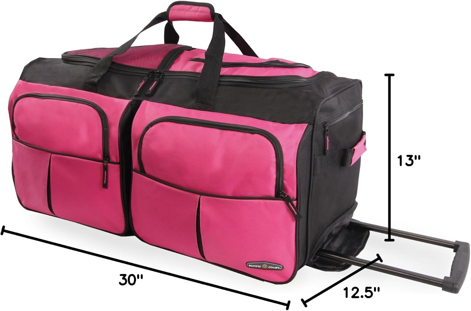 Pacific Coast Unisex 30" Large Rolling Duffel Bag, Red, One Size