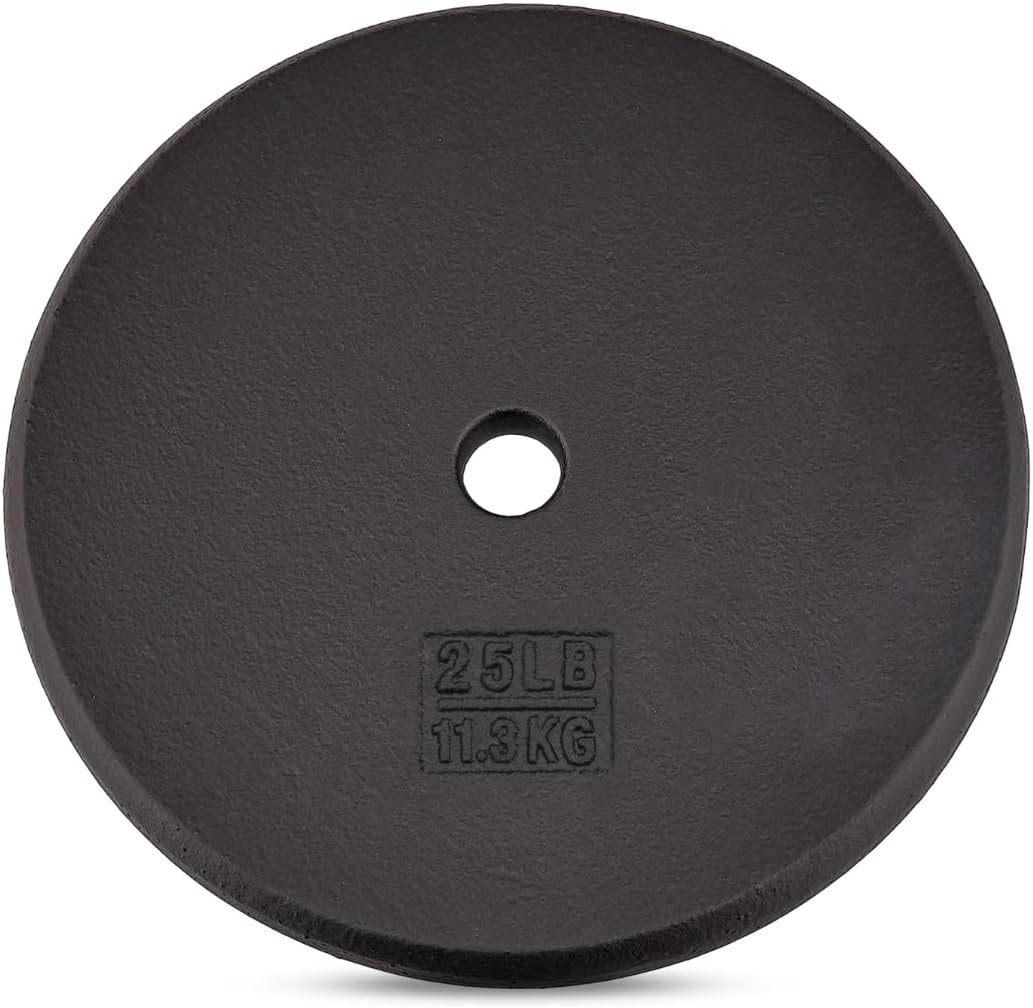 Yes4All Standard Weight Plates, 1-Inch Cast Iron Barbell Weights, Wide Range 5–50 LB, Ideal for Strength Training & Workout Routine, Available in Single, Pair & Set of 4
