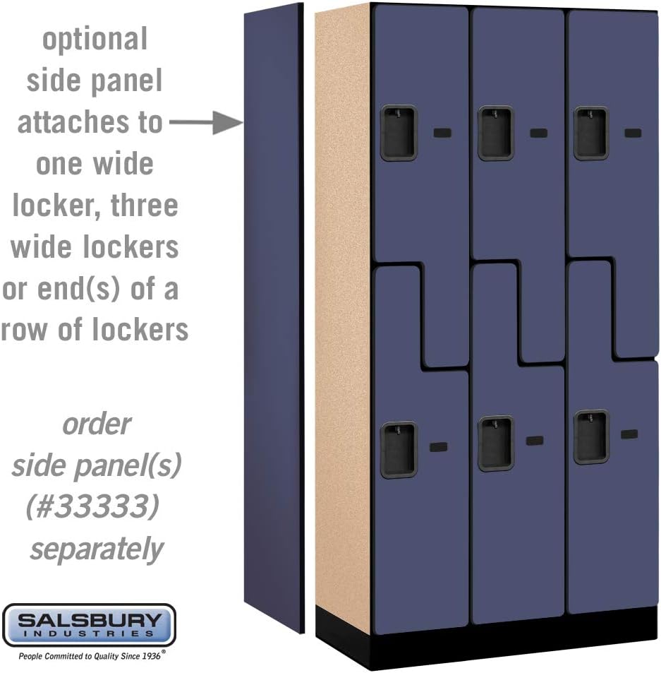 Salsbury Industries 2-Tier S-Style Designer Wood Locker with Three Wide Storage Units, 6-Feet High by 18-Inch Deep, Mahogany