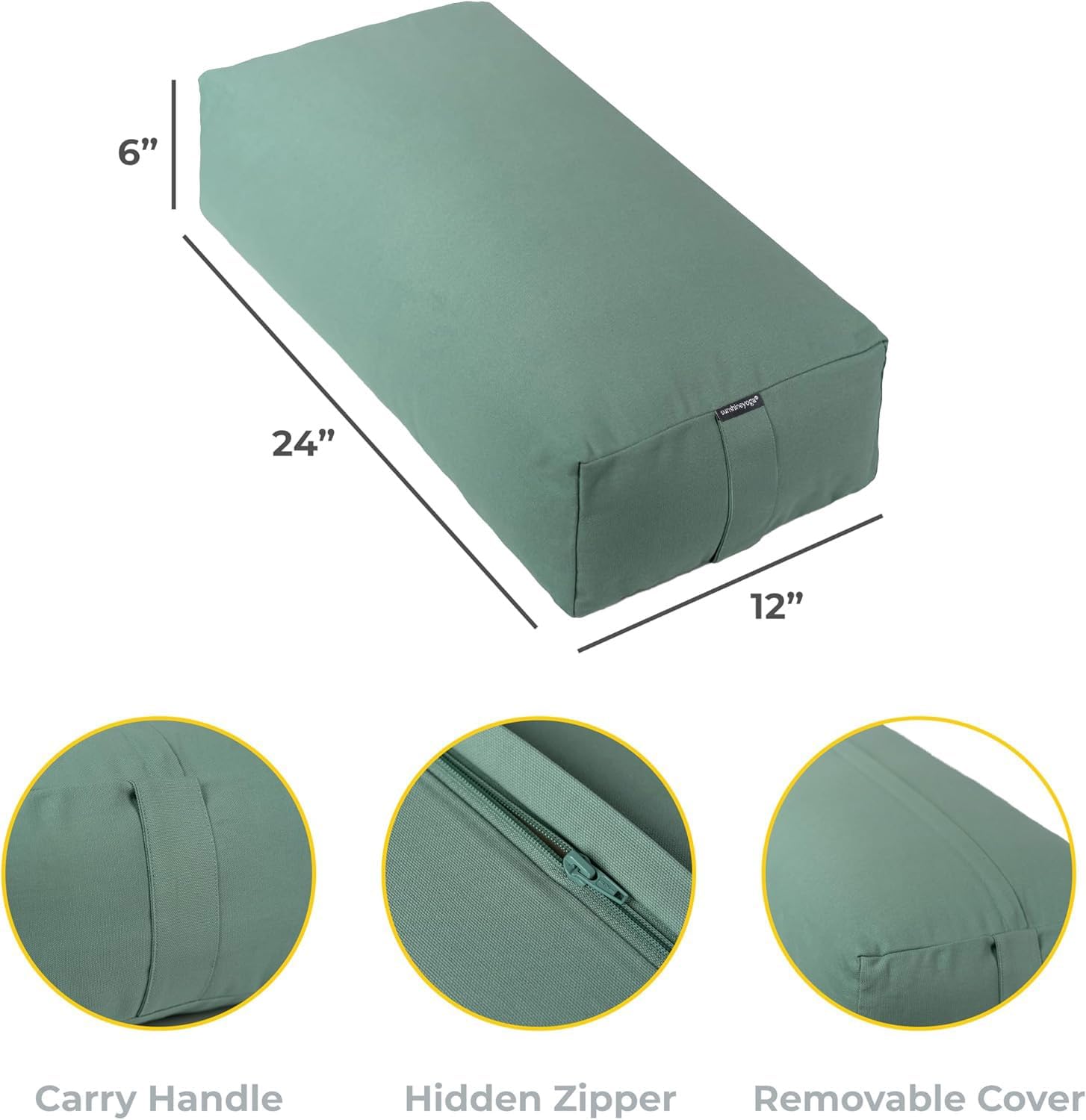 Firm Large Yoga Bolster, 24x12x6in