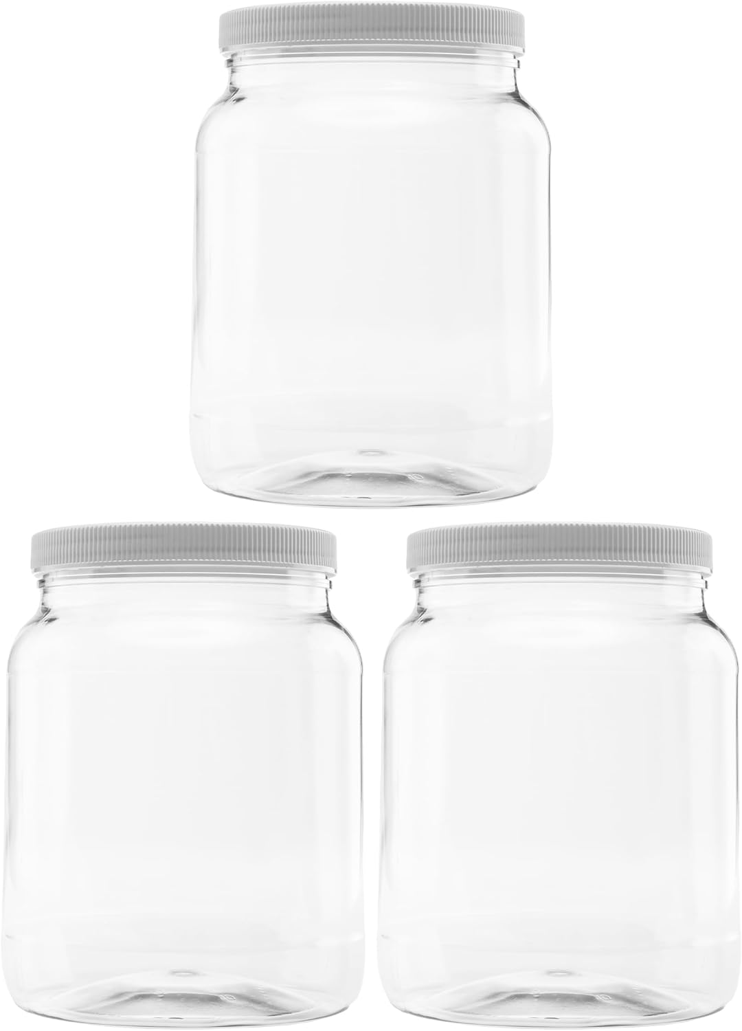 1 Pack - 128 oz (1 Gallon) Plastic Storage Jars with 110-400 Leak Proof Black Lids, Food Grade, BPA Free, Hand Wash Only (128oz, BLK, 1PK)