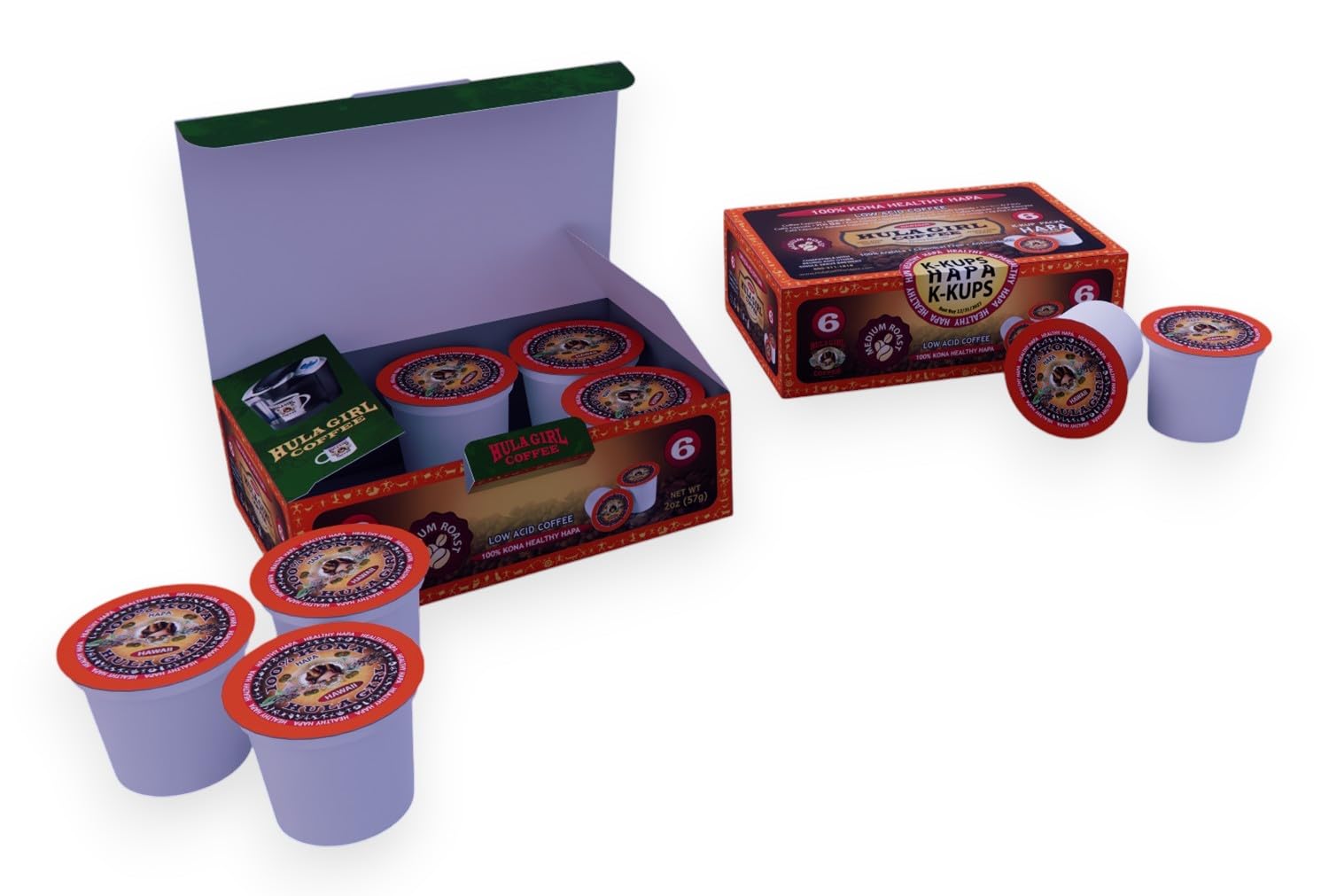 Hula Girl 100% Kona Coffee, Single Serve for Keurig K-Cup Brewers, Medium Roast, Works in the New K2