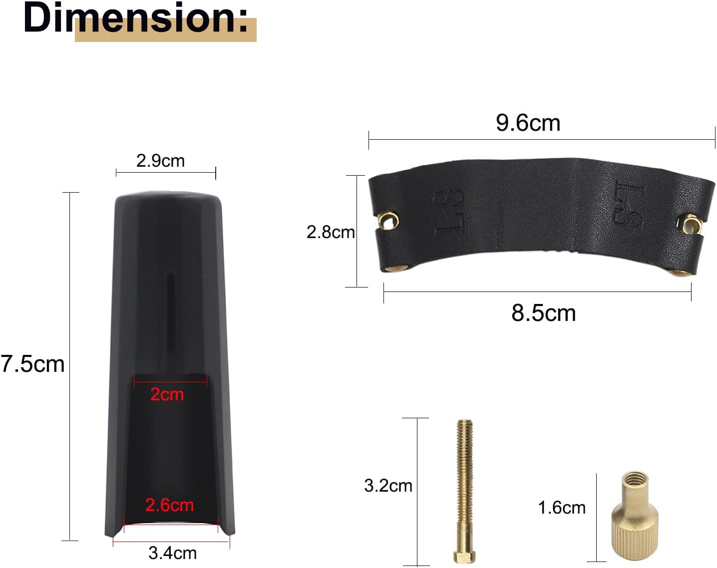 Alto Saxophone Ligature Kit, Metal Ligature and Plastic Cap | for Saxophone Mouthpiece Wind Musical Instruments Accessory for Beginner and Student