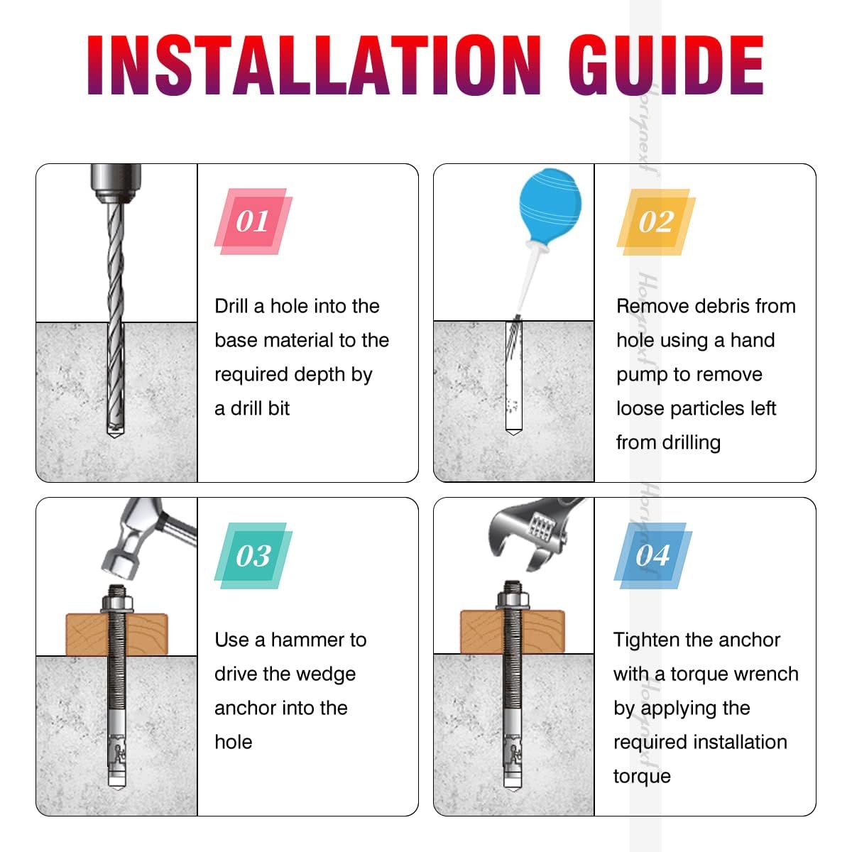 3/8 Concrete Anchors, Concrete Wall Anchors, Metal Wedge Bolts