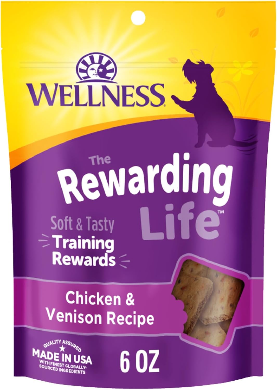 Wellness Rewarding Life Soft Dog Training Treats, Natural, Grain Free, Lamb and Salmon Recipe, 6 oz Bag
