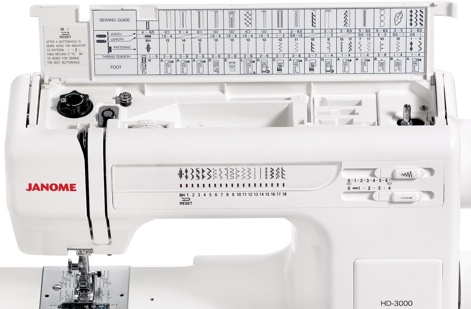 Janome HD3000 Heavy-Duty Sewing Machine with 18 Built-in Stitches + Hard Case