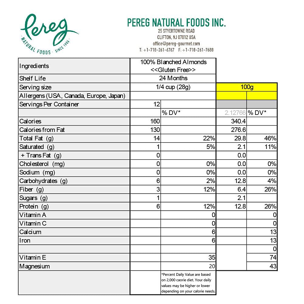 Pereg Blanched Almond Flour - Gluten Free, Keto Friendly, Finely Sifted - Wheat Free Flour, Multi-Purpose Flour & All Purpose Flour Alternative