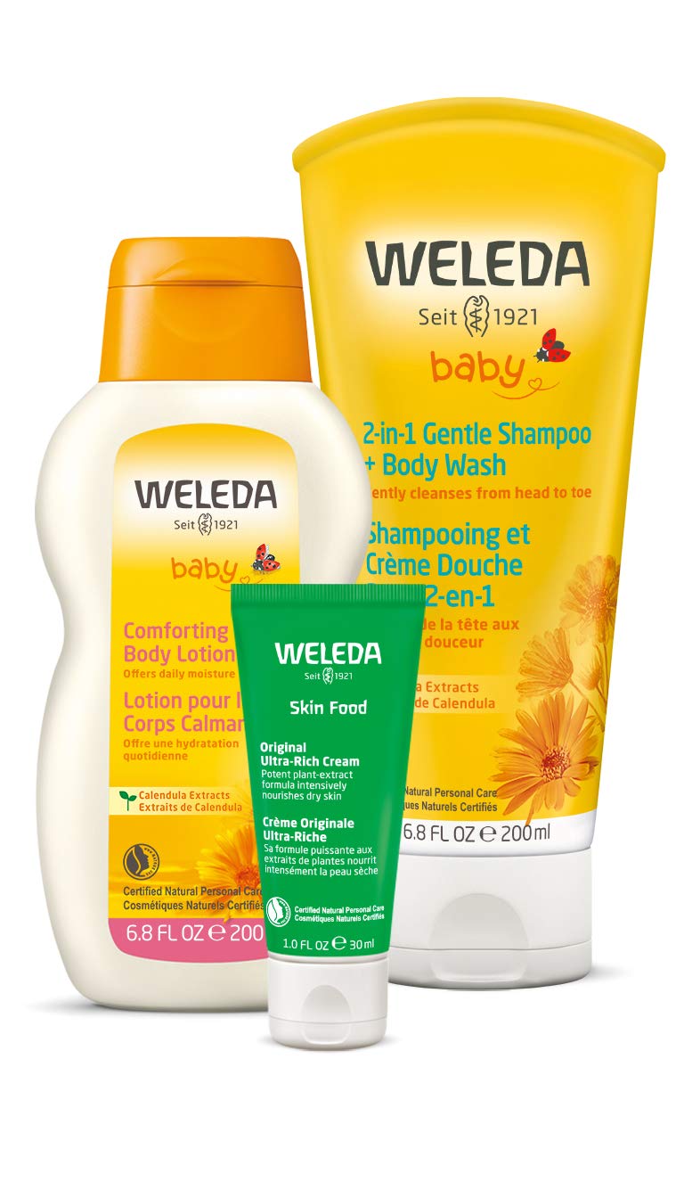 Weleda Baby Calendula Body Lotion and Shampoo-Body Wash Bundle, 6.8 Fluid Ounce (Pack of 2), Plant Rich Baby Care with Calendula and Sweet Almond Oil