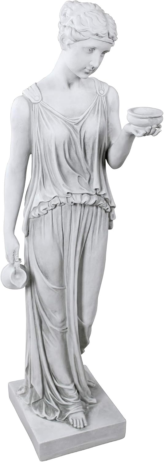 Design Toscano KY71304 Hebe Greek Woman Patron of Youth Indoor/Outdoor Garden Statue, Large Size, 10 inches Wide, 32 inches Tall, Handcast Polyresin, Antique Stone Finish