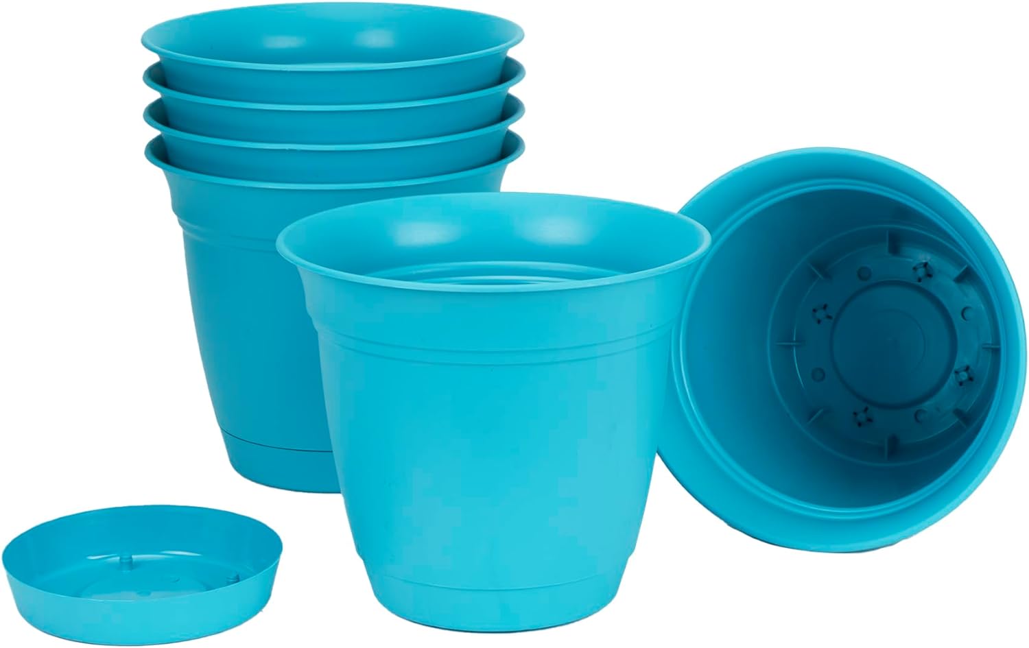 The HC Companies Eclipse Round Planter with Saucer - Outdoor & Indoor Plant Pot with Drainage Holes - Lightweight
