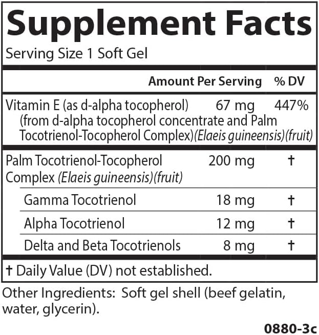 Carlson Tocotrienols, 40 mg, with Natural-Source Vitamin E, 30 Softgels | Gamma; Alpha; Delta; Beta; Sustainably Sourced