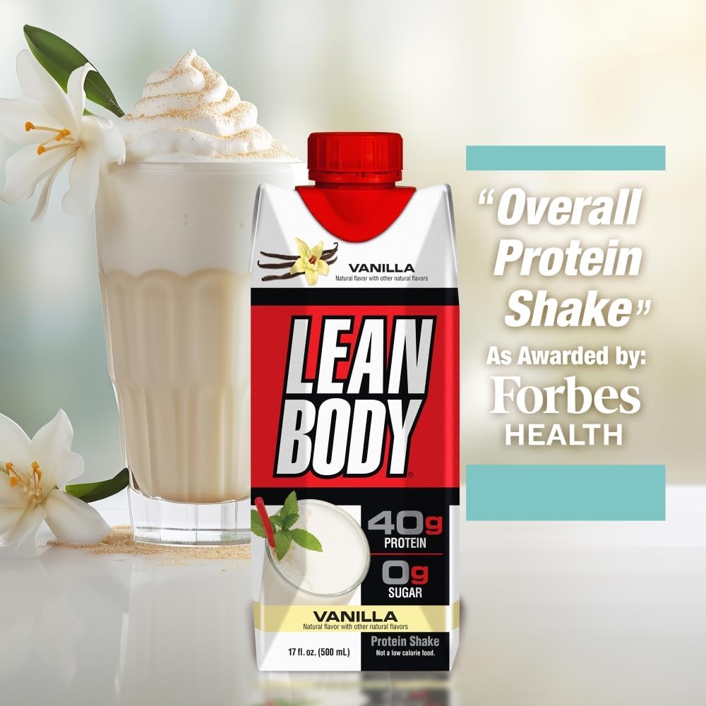 Labrada Lean Body Ready-to-Drink Chocolate Protein Shake, 40g Protein, Whey Blend, 0 Sugar, Gluten Free, 22 Vitamins & Minerals, LABRADA, 17 Fl Oz (Pack of 12)