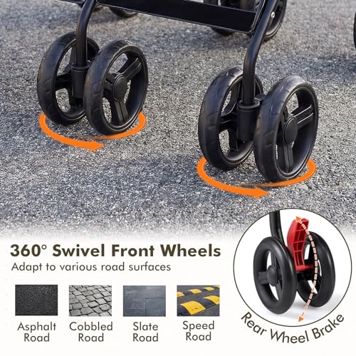 BABY JOY Double Umbrella Stroller, Lightweight Travel Side by Side Twin Stroller with Large Storage, Cup Holder, 5-Point Safety Harness, Adjustable Canopy & Compact Fold for Infant and Toddler (Black)