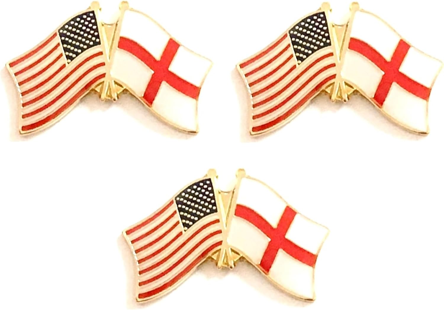 3 National Country Flag Crossed Enamel Flag Pins Pack of 3 Friendship Double Flags