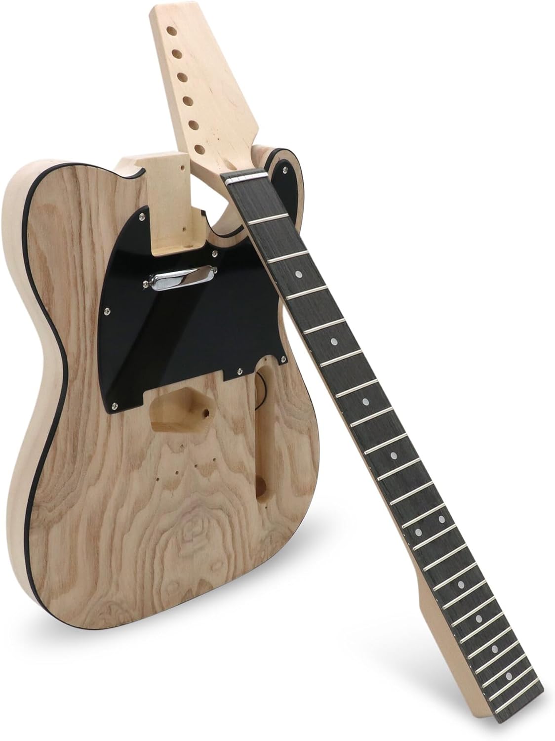 DIY Electric Guitar Kit Beginner Kit TL Style 6 String Right Hand | Basswood Body with Ash Burl Top, Hard Maple Neck, Engineered Wood Fretboard