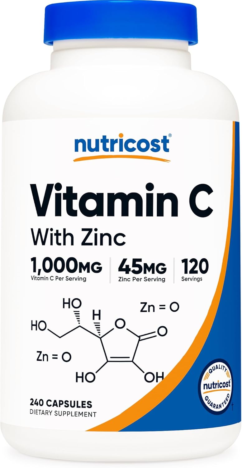 Nutricost Vitamin C with Zinc Capsules, 120 Servings, Gluten Free, GMO-Free