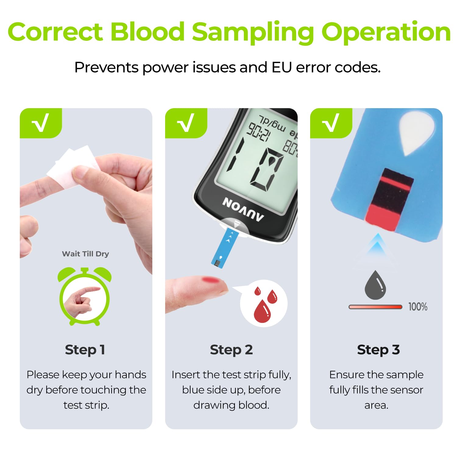 AUVON Blood Glucose Monitor Kit for Accurate Test, 50 Strips, No Coding