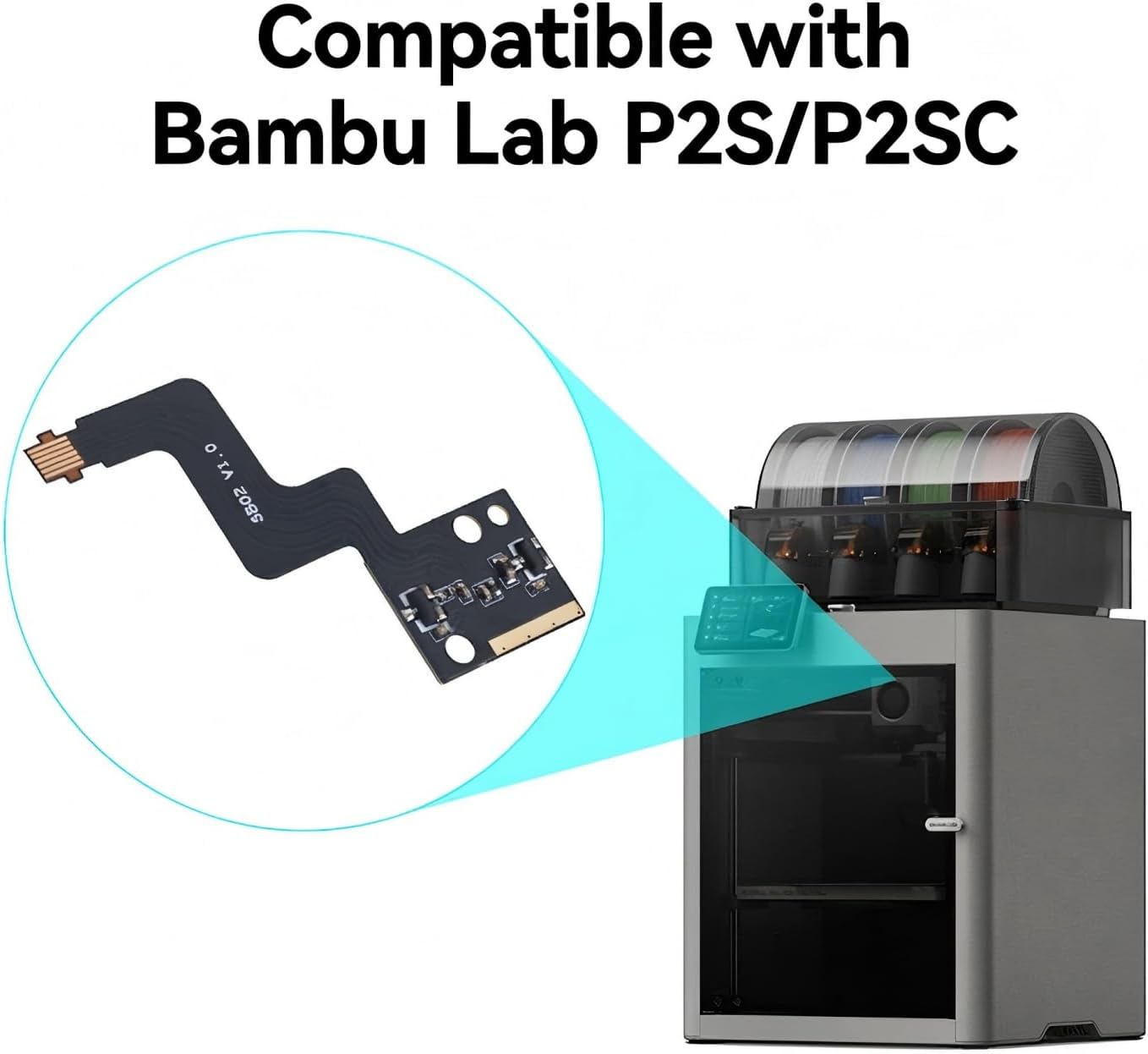3D Printer Extruder Filament Sensor Replacement for Bambu Lab P2S | Hall Switch Board Assembly with FPC cable & H1.5 Allen Key for Precision Runout