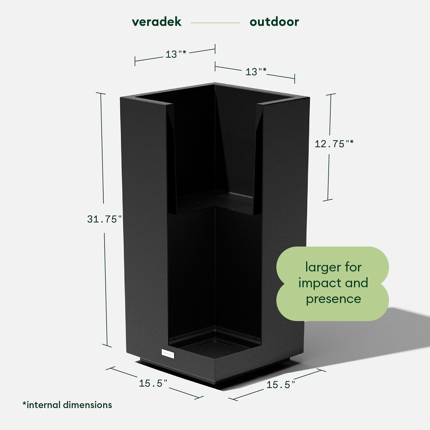 Veradek Block Series Pedestal Planter - Tall Rectangular Outdoor Planter | Made From Durable Plastic Featuring a Removable Insert Bucket. Modern Porch/Patio Décor for Plants and Flowers