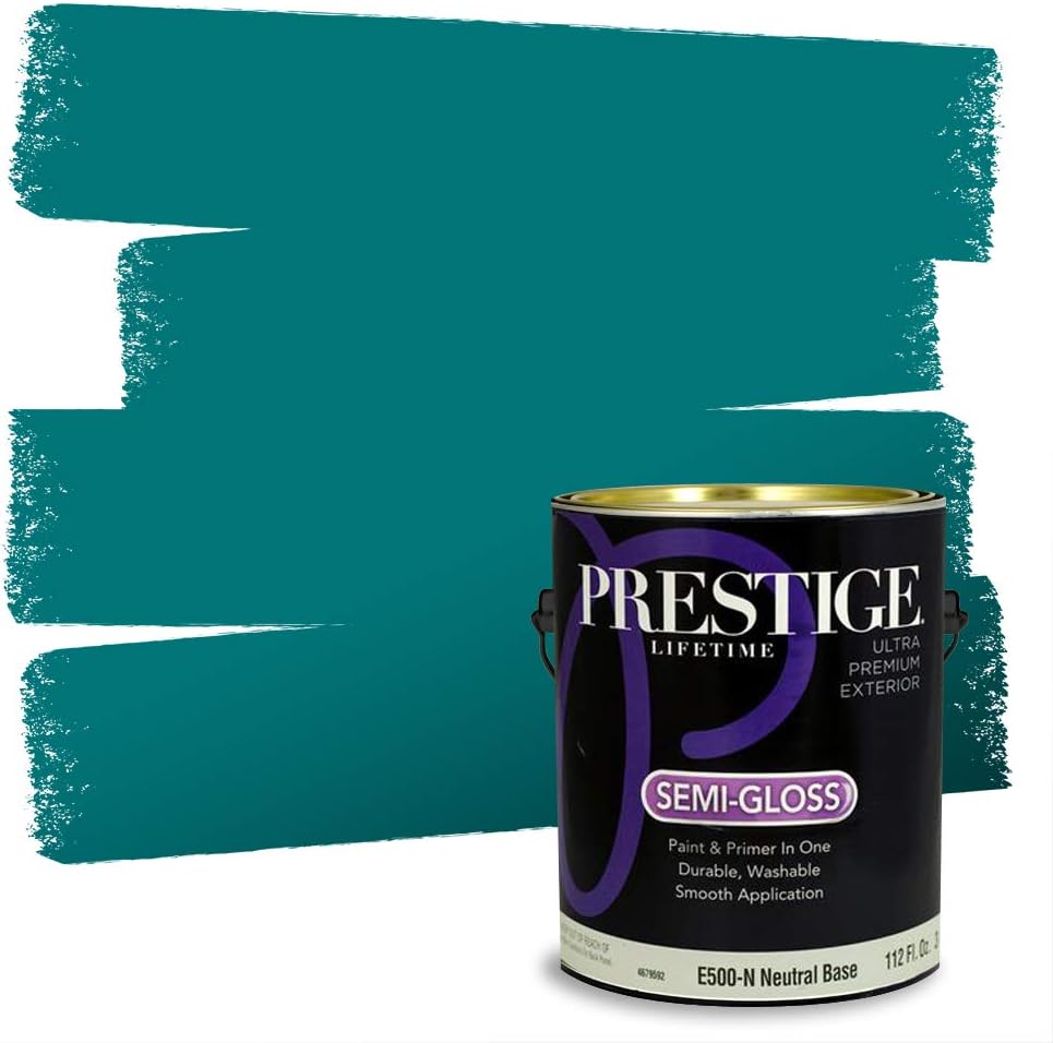 PRESTIGE Paints Exterior Paint and Primer In One, 1-Gallon, Satin, Comparable Match of Sherwin Williams* Blue Nile*