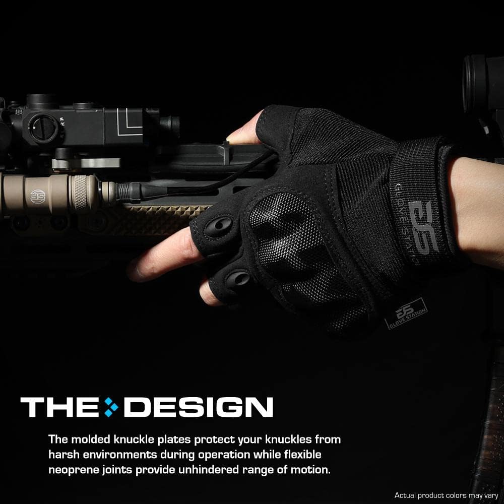 Glove Station Fingerless Knuckle Motorcycle Gloves, TACHK200