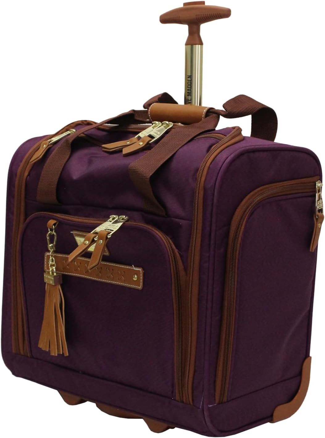 Steve Madden Designer 15 Inch Carry on Suitcase- Small Weekender Overnight Business Travel Luggage- Lightweight 2- Rolling Spinner Wheels Under Seat Bag for Women(Legends Teal)