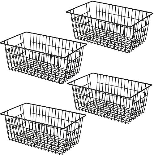 SANNO 15.7" Freezer Baskets Wire Storage Baskets Bin Organizer Food, Kitchen, Basket Organizers Bins for Home, Bathroom, Closet Organization, white