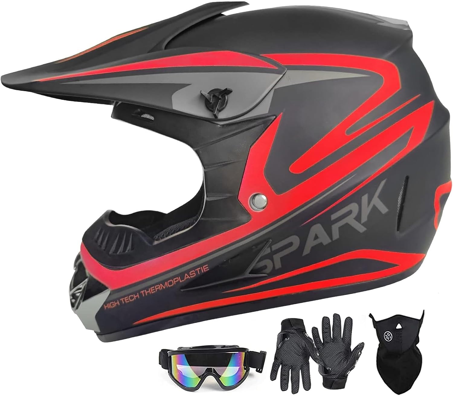 Youth Adult Dirt Bike ATV Helmet Motocross Anti-Collision Full Face Motorcycle DOT Approved BMX Downhill Off-Road Mountain Bike Helmet with SUV