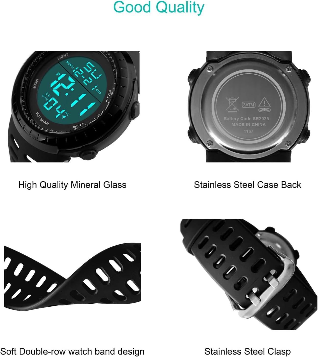 SNE Mens Digital Watch Sports Military Watches Waterproof Outdoor Chronograph Wrist Watches for Men with LED Back Ligh/Alarm/Date Simple Watch 1167