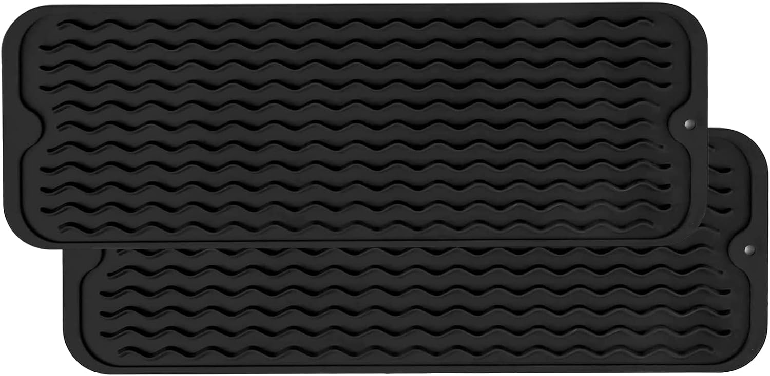 ZLR Silicone Dish Drying Mat for Kitchen Counter, Eco-Friendly Fast Dry Dish Mat, Easy Clean Multi Usage Drying Matt, Heat Resistant Trivet