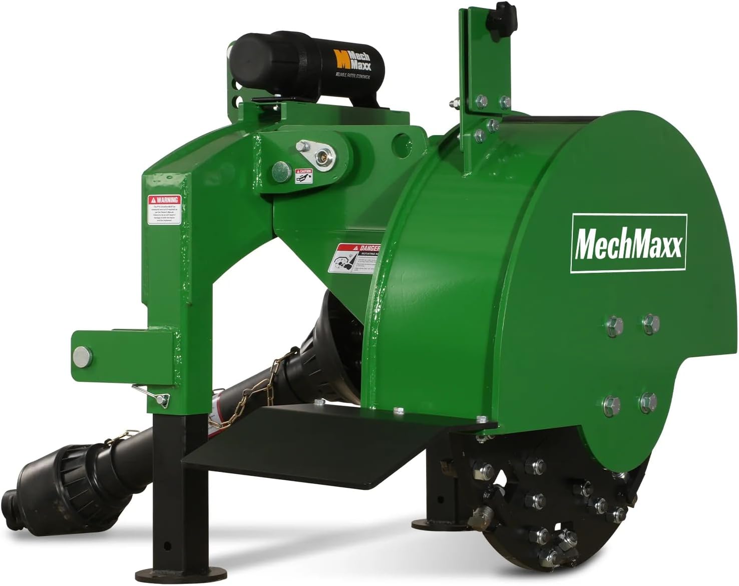 MechMaxx Heavy Duty 3-Point PTO Powered Stump Root Grinder For 15-45HP Tractors With 34 Carbide Teeth, 6'' Cutting Depth, 24'' Flywheel Diameter, Model SG24 Orange