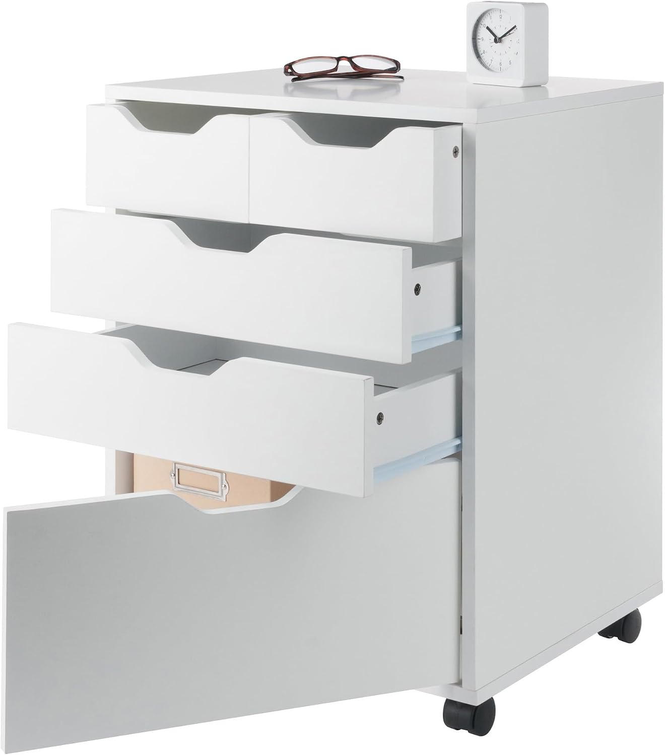 Winsome Halifax Mobile Storage Cabinet with 5 Drawers, White | Stylish & Functional Home Storage Cabinet for Filing, Kitchen Organization