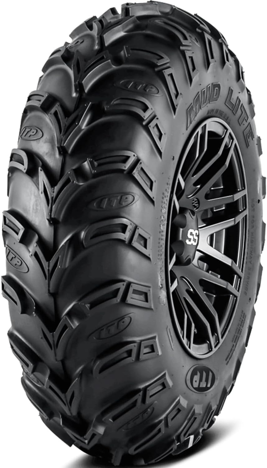 ITP Mud Lite AT Mud Terrain ATV Tire 25x10-12 | ATV & UTV Mud Terrain All Season Traction 50F Rated 6 Ply Bias Construction Black Sidewall Tire